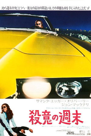 La Dame dans l'auto avec des lunettes et un fusil