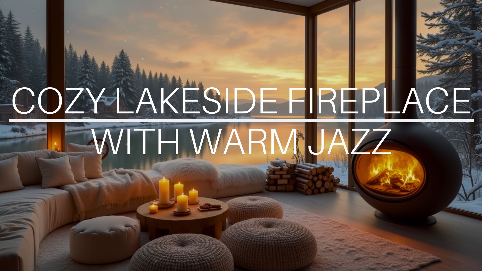 Cozy Lakeside Fireplace With Warm Jazz
