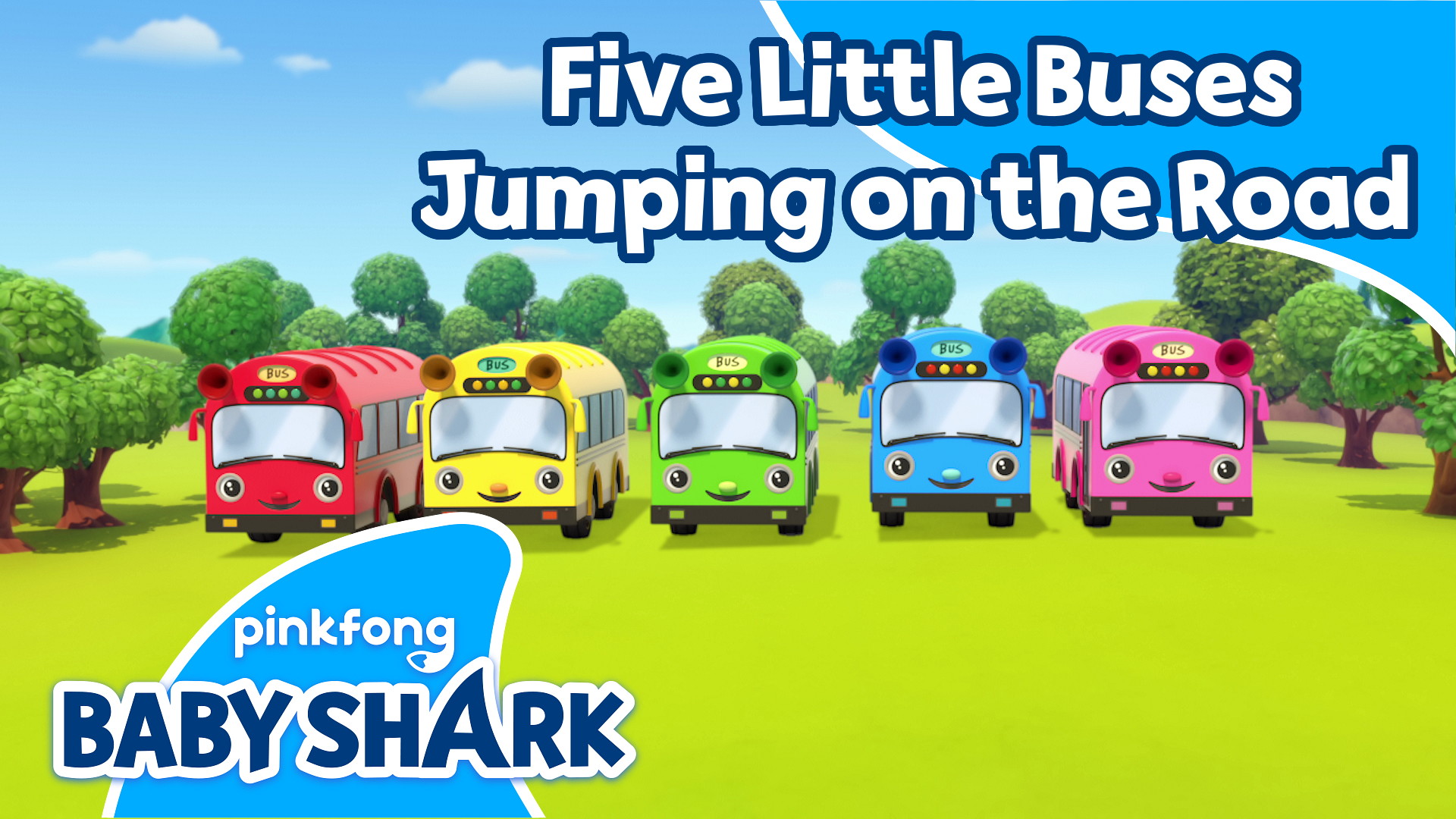 Five Little Buses Jumping On The Road