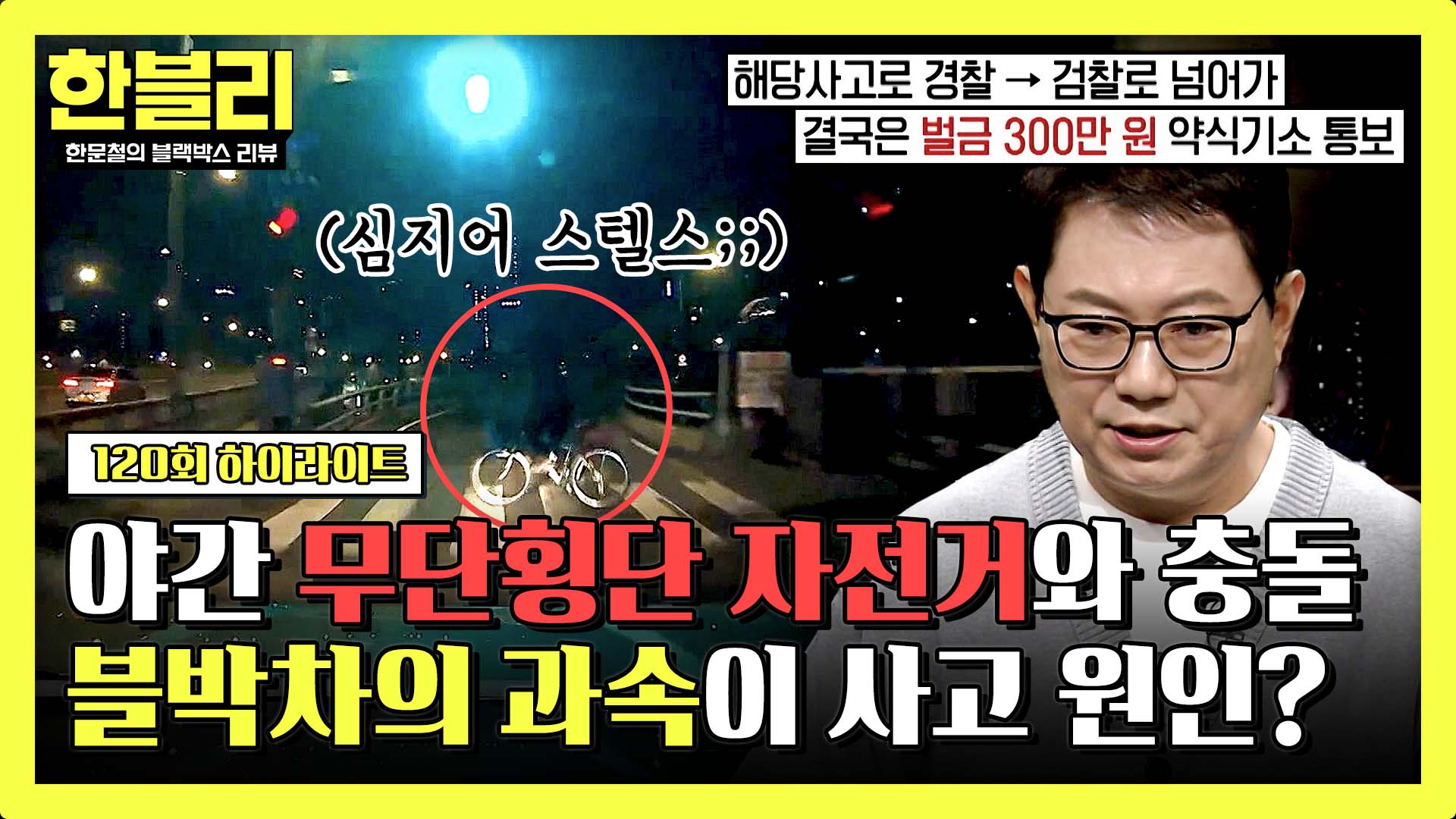 '야간+무단횡단+스텔스' 자전거의 습격! 블박차의 과속이 사고의 원인이라는 경