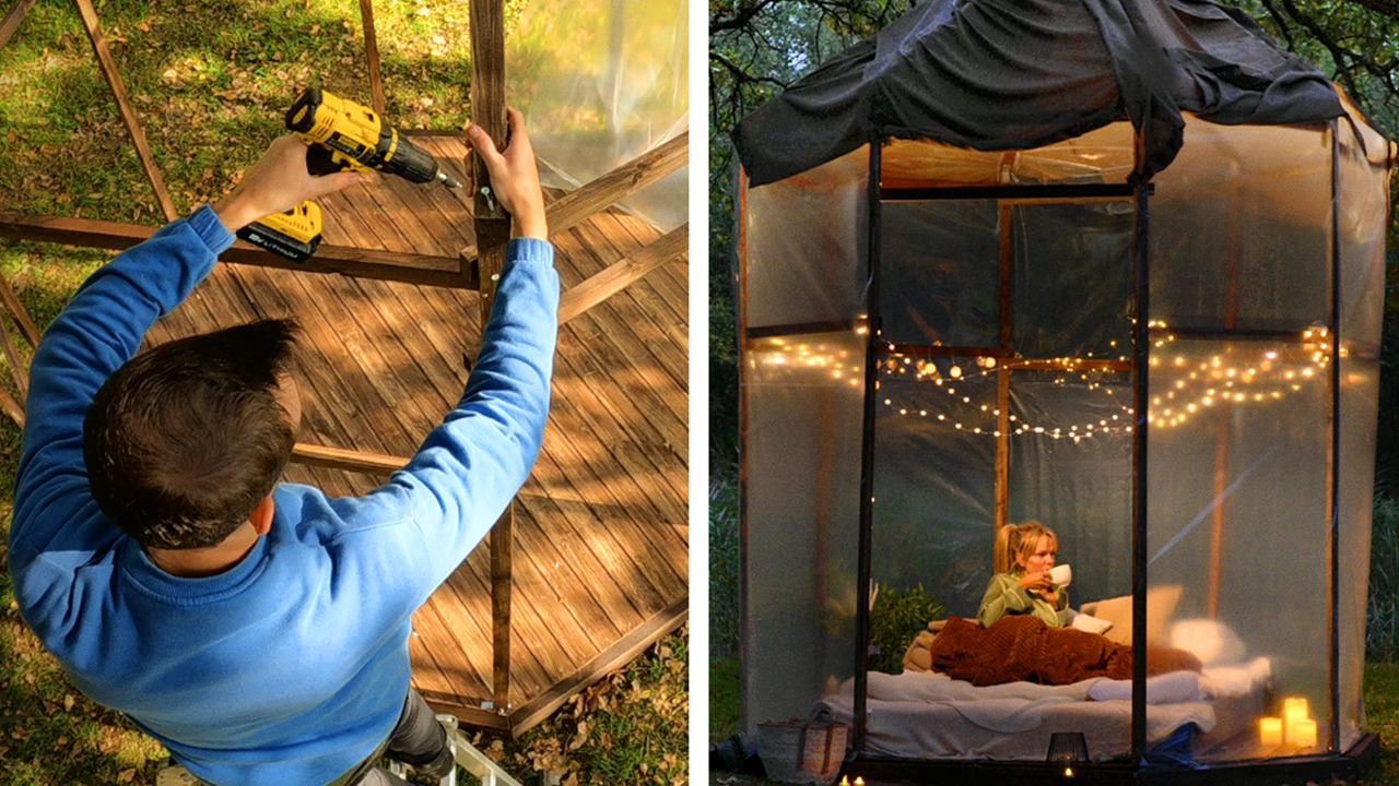 Casa de ensueño de bricolaje y pérgola de palets de madera