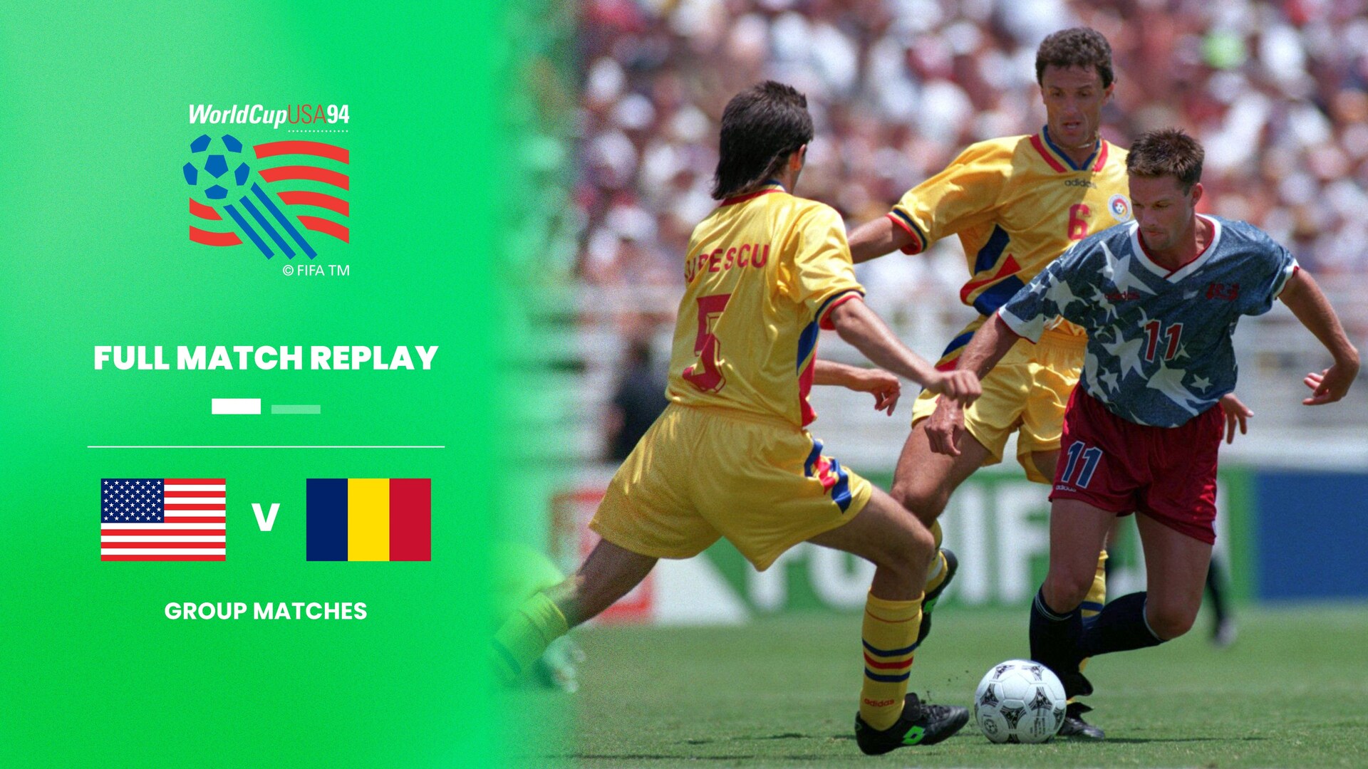 EE. UU. vs Rumanía | Grupo A | Copa Mundial de la FIFA Estados Unidos 1994™ | Partido Completo
