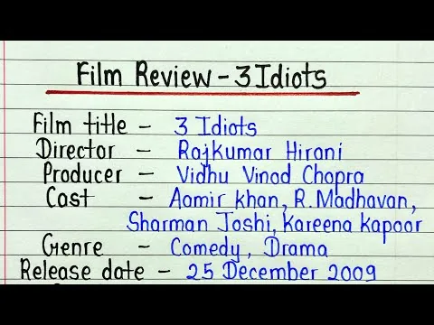 Film review writing 3 Idiots || Movie review writing 3 idiots || How to write film review in english